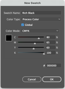 colour settings for rich black illustrator